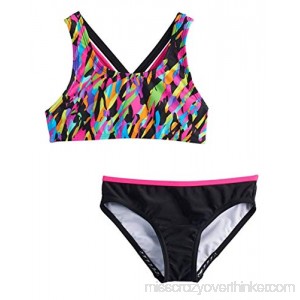 Speedo Girls Crossback Cami Bikini Top & Bottoms Swimsuit Set Black B07H44N33V